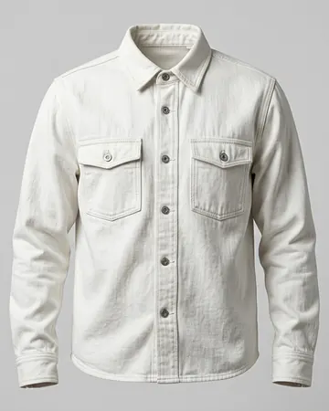 Denim Overshirt, a light button-up overshirt, front view